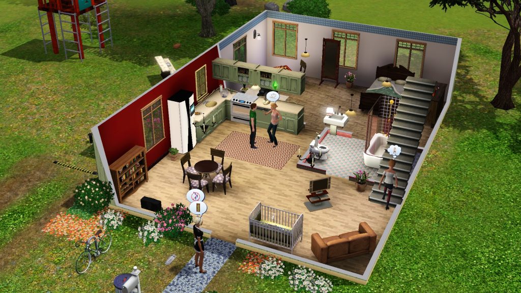 Puppenhausansicht in The Sims 3 (Screenshot aus: "The Sims 3" (2006))