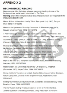 Das Foto zeigt eine Sete aus dem Handbuch von The Sims. Darauf ist eine Liste mit empfohlener Literatur zu sehen. Sie hat den Titel: Recommended Reading. 